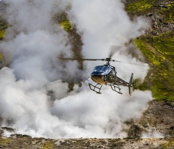 Helikoptervlucht in Reykjavik, IJsland