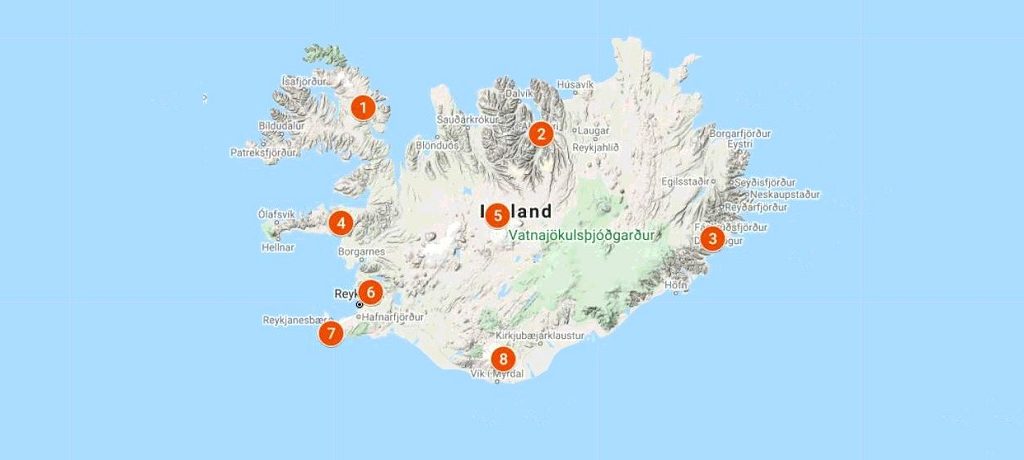 Kaart van IJsland, Google My Maps