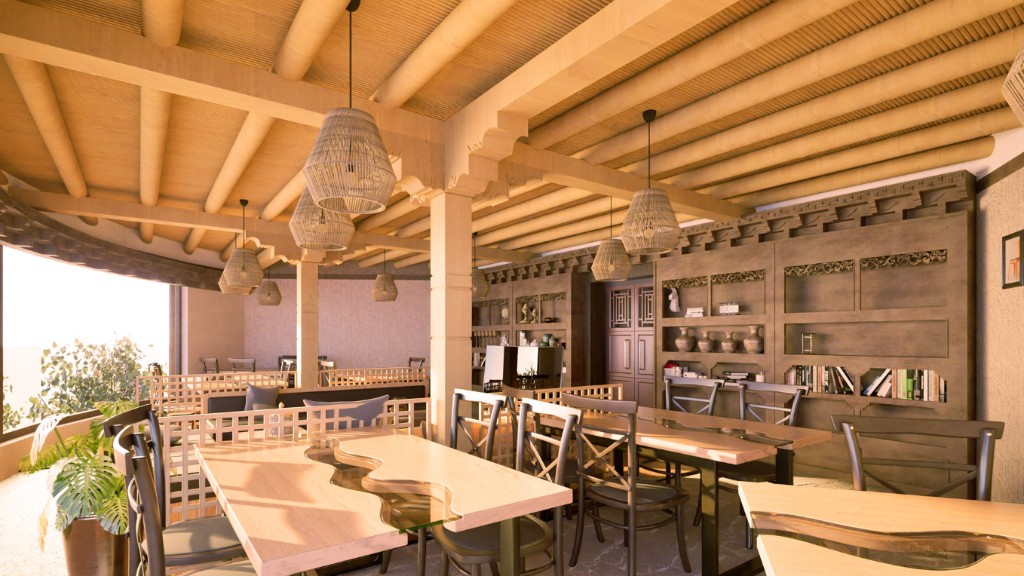 Eetkamer, Snow Leoapard Mangyu Lodge