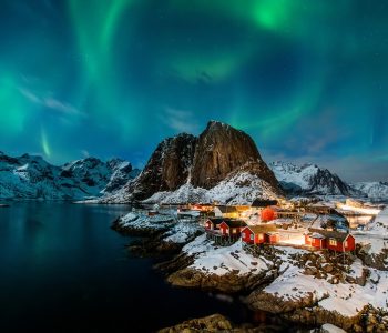 Noorderlicht, Hamnoy, Noorwegen - Shutterstock
