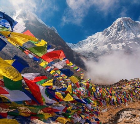 Gebeds vlaggen, Annapurna, Himalaya, Nepal, Azië - Shutterstock